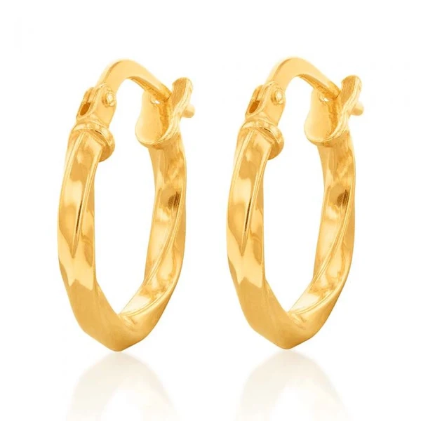 9ct Yellow Gold Silver Filled Twist 10mm Hoop Earrings – Shiels Jewellers