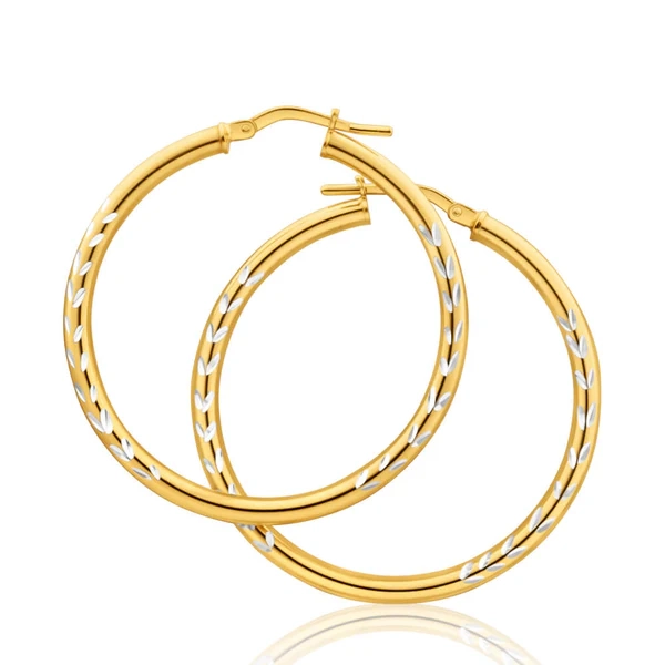 9ct Yellow Gold Silver Filled Two Tone 30mm Hoop Earrings – Shiels Jewellers