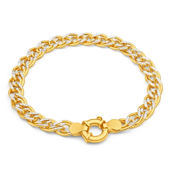 9ct Yellow Gold Silver Filled Two Tone Double 19cm Curb Bracelet – Shiels Jewellers