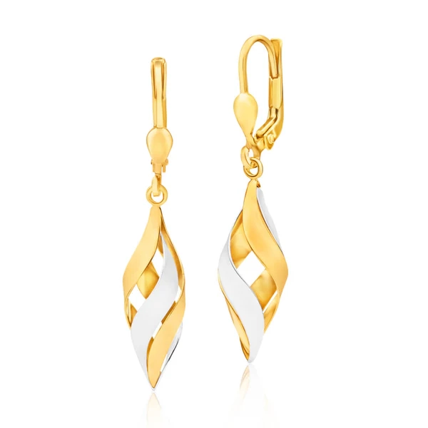 9ct Yellow Gold Silver Filled Two Tone Finish Twist Cage Drop Earrings – Shiels Jewellers