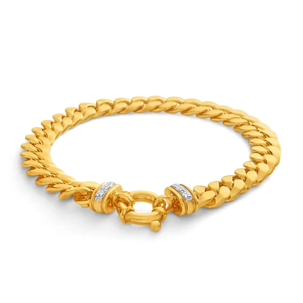 9ct Yellow Gold Silver Filled Zirconia Curb Bracelet – Shiels Jewellers