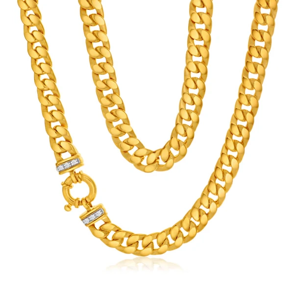 9ct Yellow Gold Silver Filled Zirconia Curb Chain – Shiels Jewellers