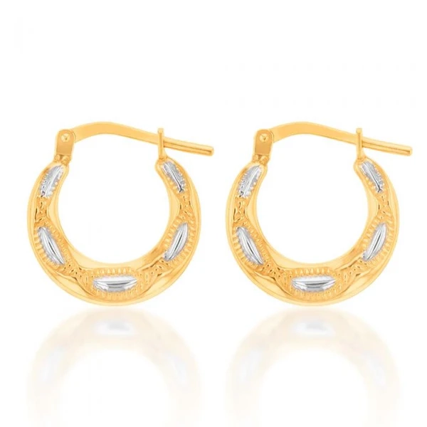 9ct Yellow Gold Silver FilledTwo Tone 15mm Hoop Earrings – Shiels Jewellers