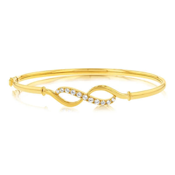 9ct Yellow Gold Silverfilled Cubic Zirconia Infinity Bangle – Shiels Jewellers