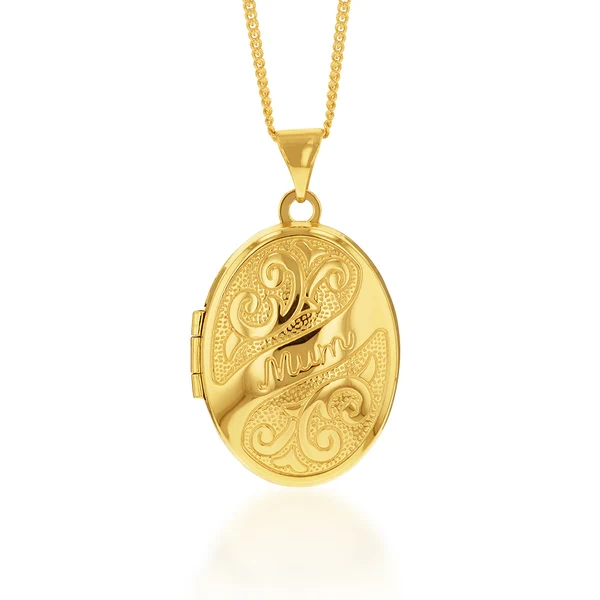 9ct Yellow Gold Silverfilled Engraved Mum Pendant – Shiels Jewellers