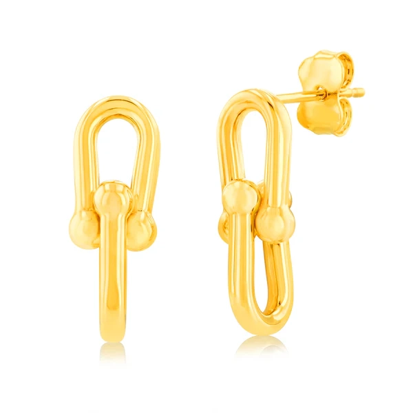 9ct Yellow Gold Silverfilled Link Drop Stud Earring – Shiels Jewellers