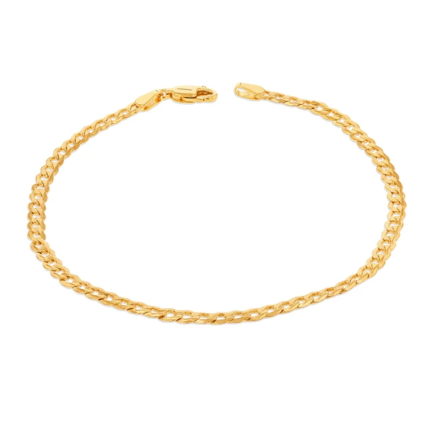 9ct Yellow Gold Silverfilled Super Flat Curb 80 Gauge 21cm Bracelet – Shiels Jewellers