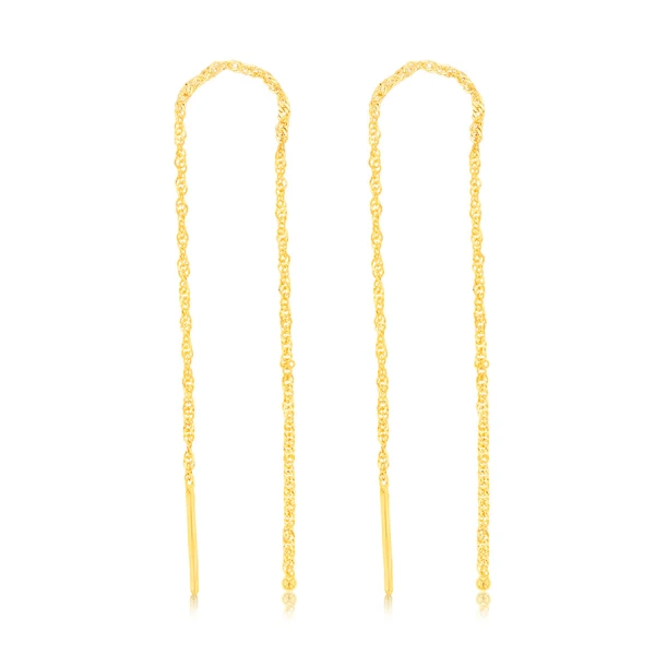 9ct Yellow Gold Singapore Chain Threader Drop Earrings – Shiels Jewellers