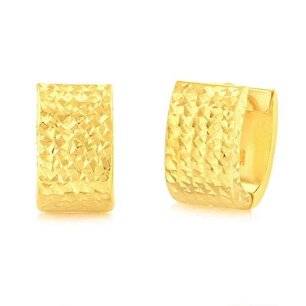 9ct Yellow Gold Textured Huggie Hoop Earrings – Shiels Jewellers