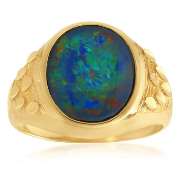 9ct Yellow Gold Triplet Opal Gents Ring – Shiels Jewellers