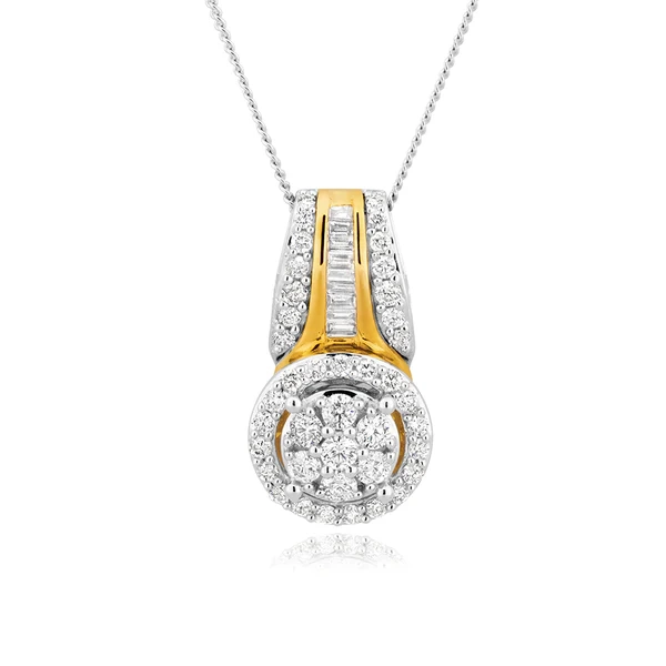 9ct Yellow Gold & White Gold Diamond Pendant With Chain – Shiels Jewellers