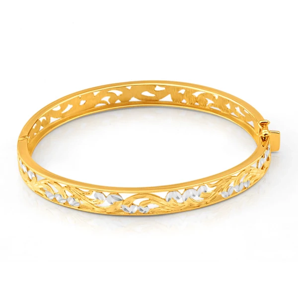 9ct Yellow Gold & White Gold Fancy Oval Bangle – Shiels Jewellers