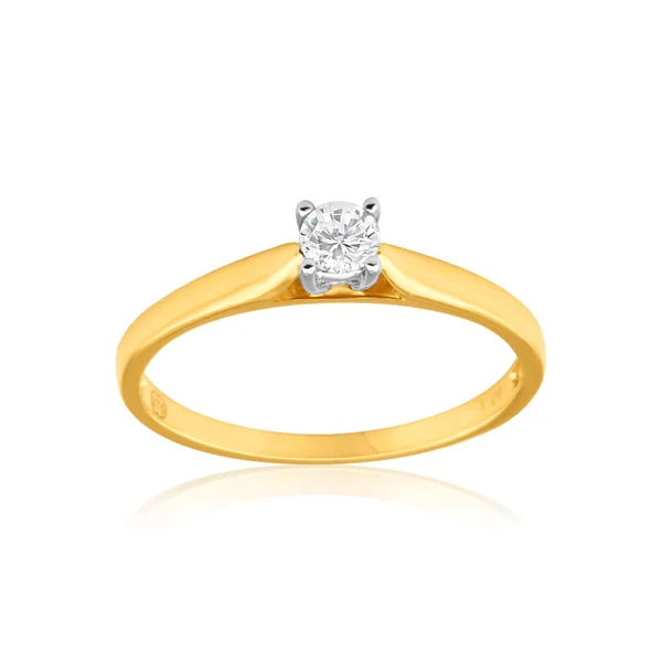 9ct Yellow Gold & White Gold Solitaire Ring With 0.2 Carat Diamond – Shiels Jewellers