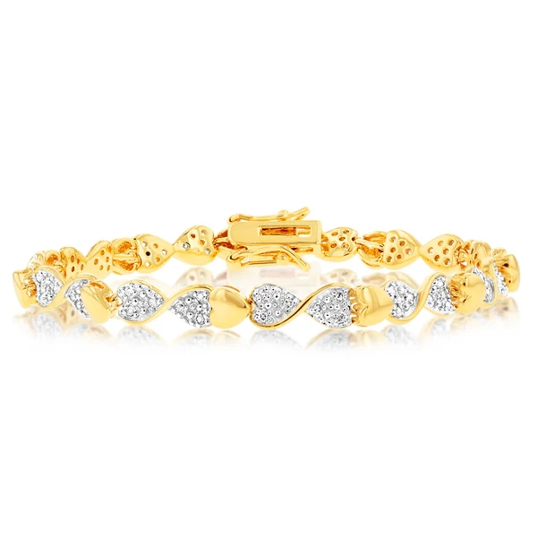 Gold Plated Silver 1/2 Carat Diamond Heart & Infinity Bracelet 18cm Le – Shiels Jewellers