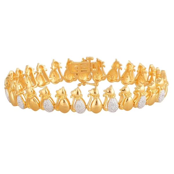 Gold Plated Sterling Silver Diamond Cat 19cm Bracelet – Shiels Jewellers