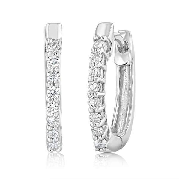 Luminesce Lab Grown 1/6 Carat Diamond Claw Hoop Earrings in 9ct White  – Shiels Jewellers