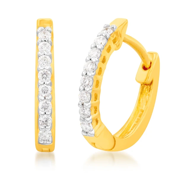 Luminesce Lab Grown 1/6 Carat Diamond Claw Hoop Earrings in 9ct Yellow – Shiels Jewellers