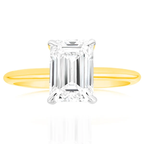 Luminesce Lab Grown Certified 2 Carat Diamond Emerald Cut Engagement R – Shiels Jewellers