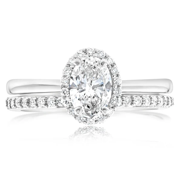 Luminesce Lab Grown Diamond 1 Carat Bridal Set in Halo Design set in 1 – Shiels Jewellers