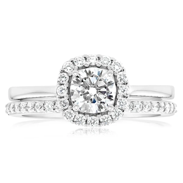 Luminesce Lab Grown Diamond 1 Carat Bridal Set in Halo Design set in 1 – Shiels Jewellers