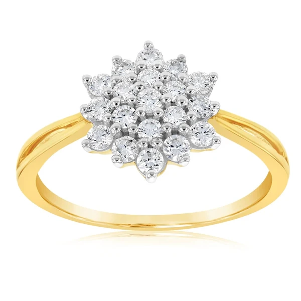 Luminesce Lab Grown Diamond 1/2 Carat Cluster Dress Ring in 9ct Yellow – Shiels Jewellers