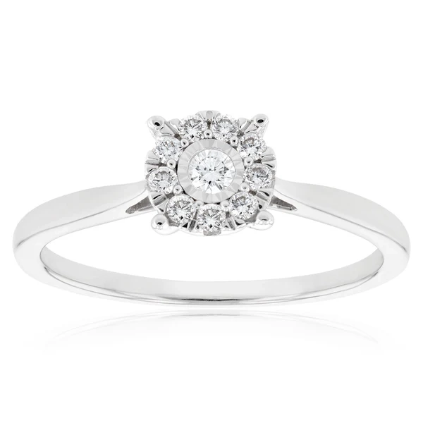 Luminesce Lab Grown Diamond .15 Carat Cluster Dress Ring in 9ct White  – Shiels Jewellers