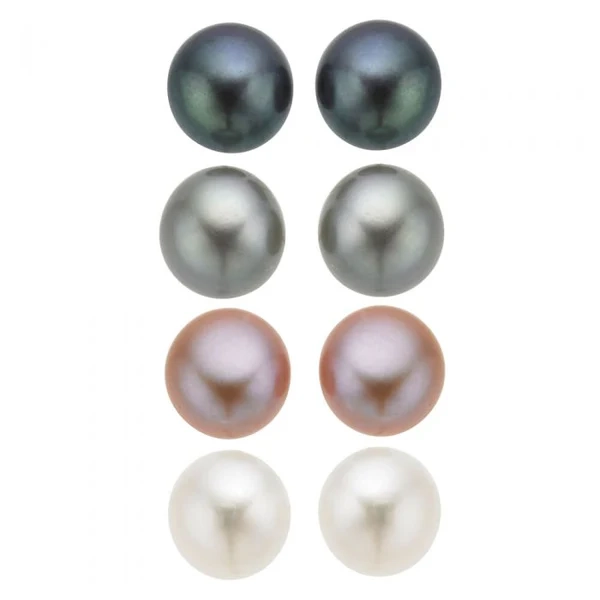 Mixed Colour Freshwater Pink White Grey Pearl Earring Stud Set – Shiels Jewellers