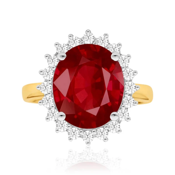 Natural Enhanced 8-8.75ct Ruby and Diamond Ring in 9ct Yellow Gold – Shiels Jewellers