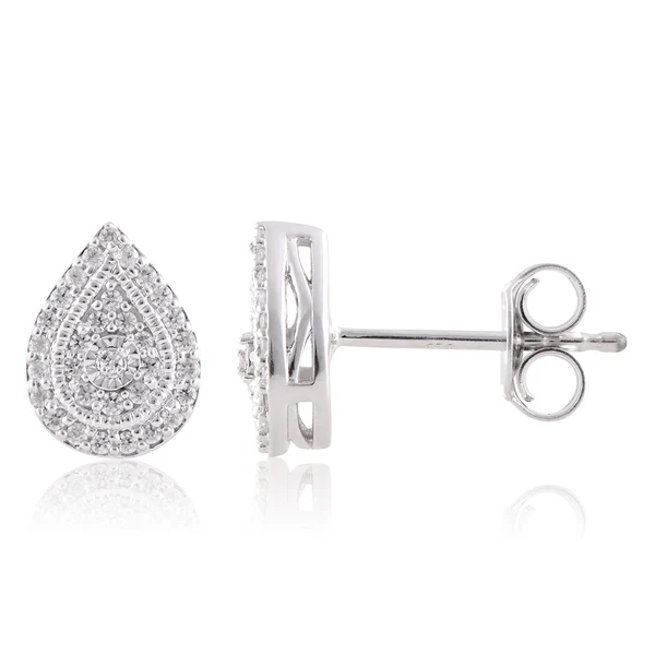 Silver Diamond Pear Shaped Studs with 22 Diamonds – Shiels Jewellers