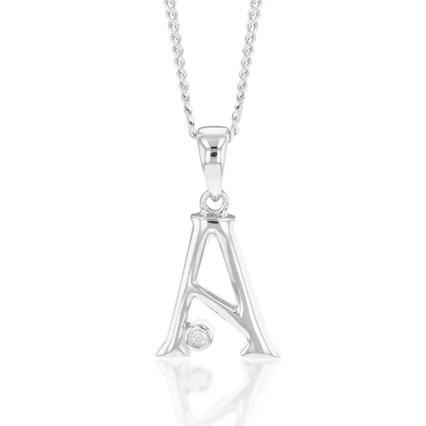 Silver Pendant Initial A set with diamond – Shiels Jewellers