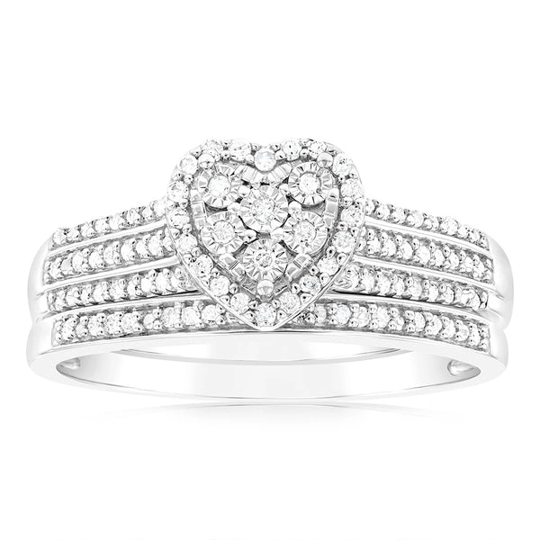 Silver1/3 Carat Diamond 2 Ring Bridal Set – Shiels Jewellers