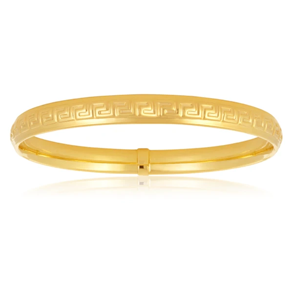 Silverfilled 9ct Yellow Gold Greek Key Bangle – Shiels Jewellers