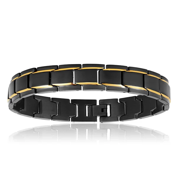 Stainless Steel 'Forte' Black and Gold Plated Gents 21cm Bracelet – Shiels Jewellers