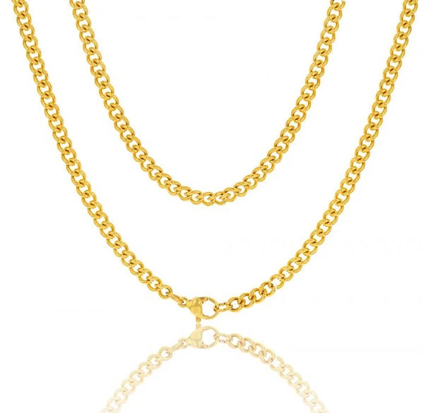 Stainless Steel Gold Plated 55cm Curb Chain – Shiels Jewellers