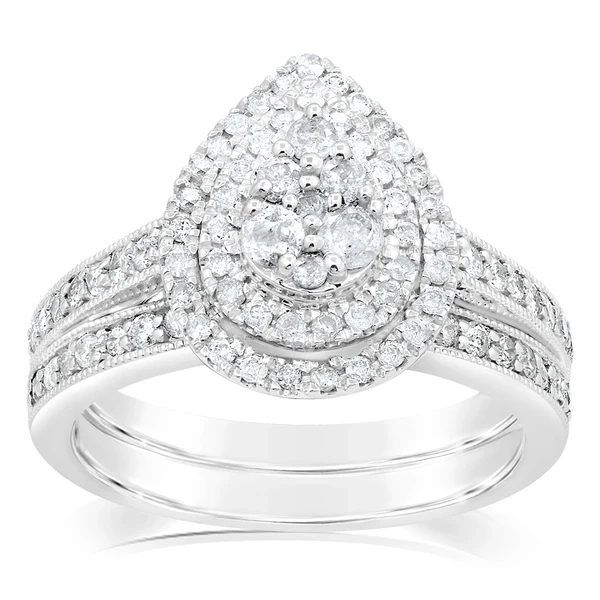 Sterling Silver 1 Carat Diamond 2 Ring Bridal Set – Shiels Jewellers