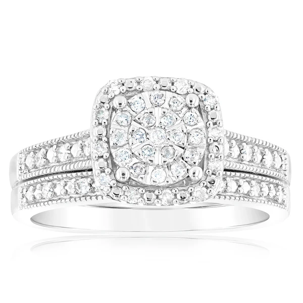 Sterling Silver 1/4 Carat Diamond 2-Ring Bridal Set – Shiels Jewellers