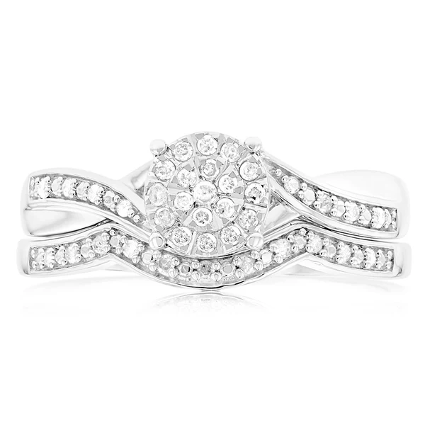 Sterling Silver 1/5 Carat Diamond 2-Ring Bridal Set – Shiels Jewellers