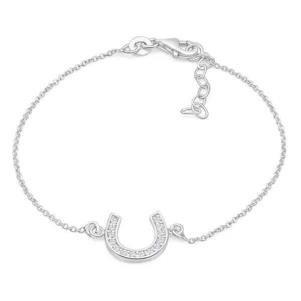 Sterling Silver 19cm Cubic Zirconia Horseshoe Good Luck Bracelet – Shiels Jewellers