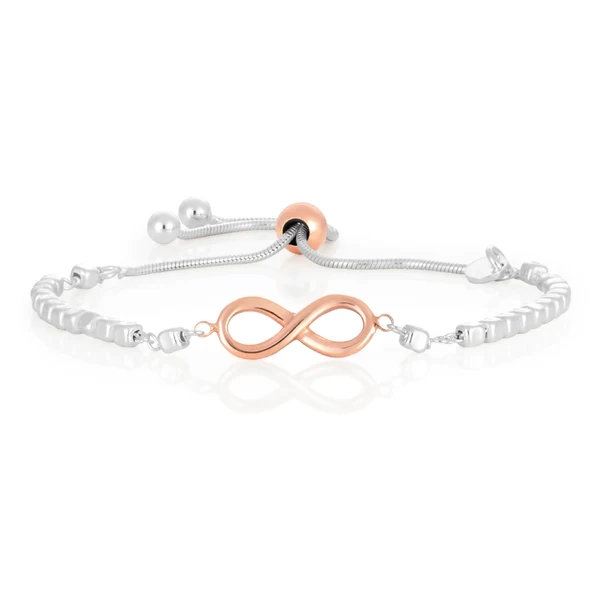 Sterling Silver and Rose Gold Plate Infinity Fancy Slider Bracelet – Shiels Jewellers