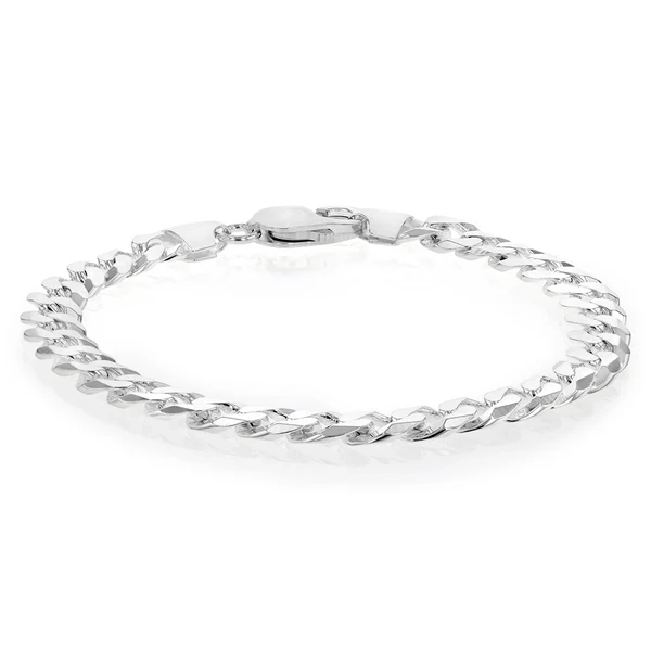 Sterling Silver Beveled Curb 200Gauge 21cm Bracelet – Shiels Jewellers