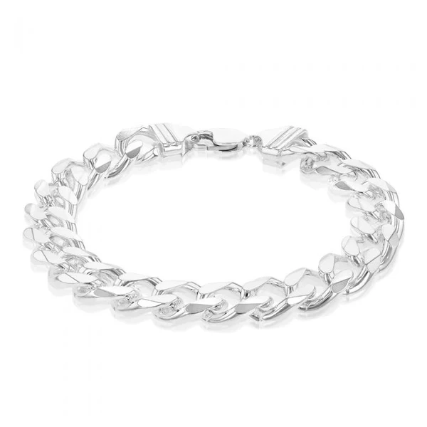 Sterling Silver Bevelled Curb 350 Gauge 24cm Bracelet – Shiels Jewellers