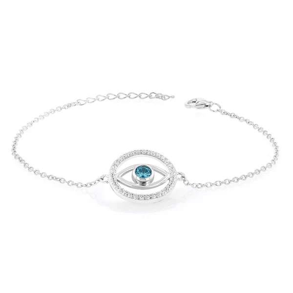 Sterling Silver Cubic Zirconia Evil Eye 16+3cm Bracelet – Shiels Jewellers