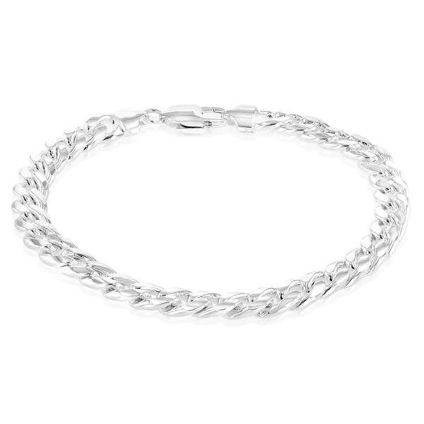 Sterling Silver Curb Beveled 23cm Bracelet – Shiels Jewellers