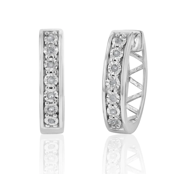 Sterling Silver Diamond Hoops Earrings – Shiels Jewellers