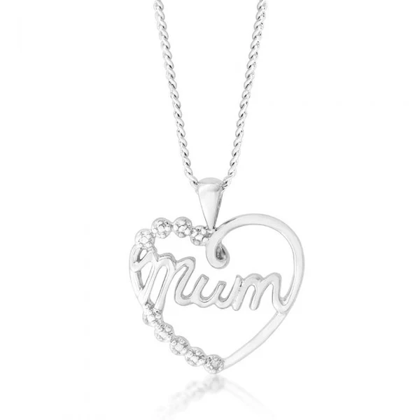 Sterling Silver Diamond Mum Heart Pendant – Shiels Jewellers