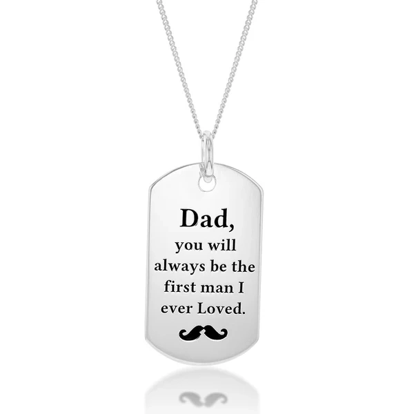 Sterling Silver Dog Tag Dad Daughters Message Pendant – Shiels Jewellers