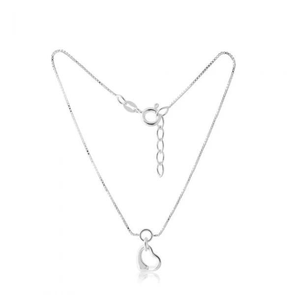 Sterling Silver Open Heart Charm 25cm Box Link Anklet – Shiels Jewellers