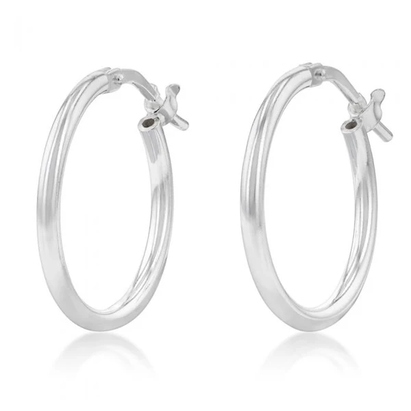 Sterling Silver Plain 15mm Hoop Earrings – Shiels Jewellers