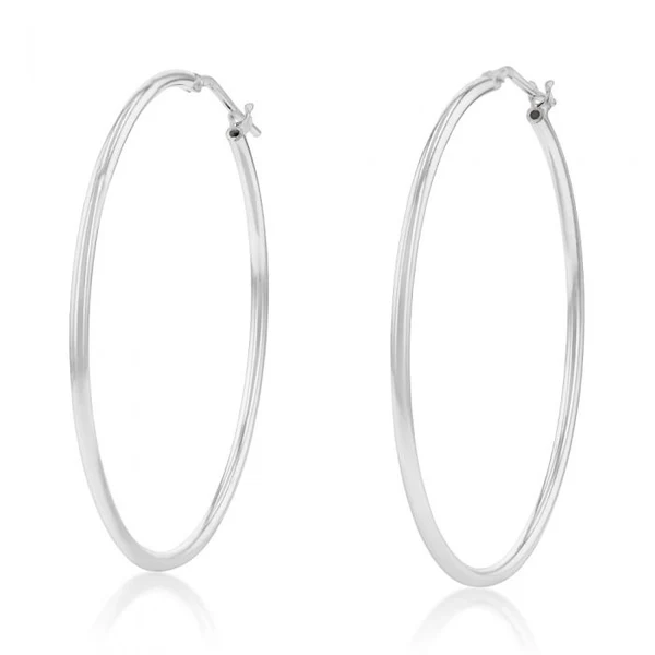 Sterling Silver Plain 40mm Hoop Earrings – Shiels Jewellers