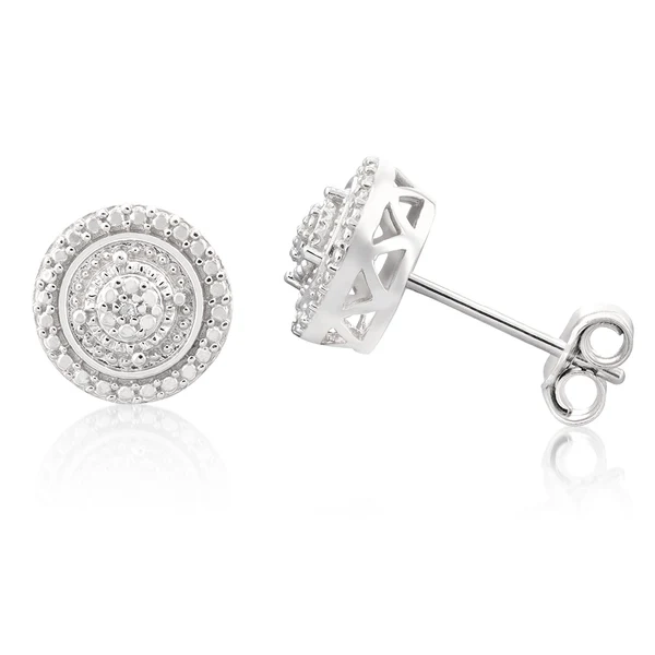 Sterling Silver with 2 Diamonds Round Shape Earring Studs – Shiels Jewellers